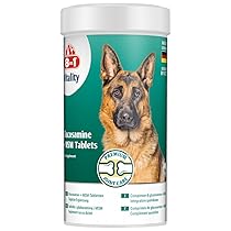 8in1 Compresse di Glucosamina con MSM – Come integratore alimentare per cani adulti e anziani, 1 lattina (55 compresse)
