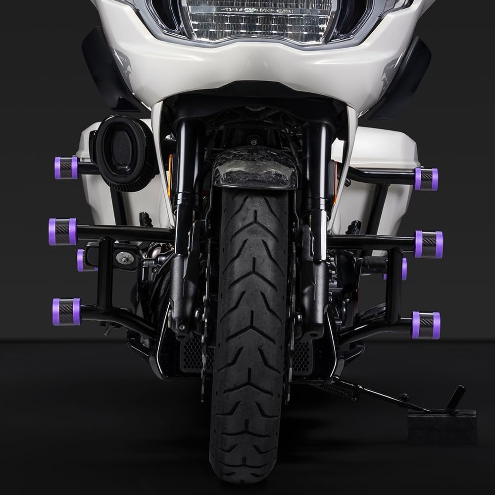 Advanblack Protek Rear Performance Crash Bar Saddlebags Guards Compatible with 2014-2026 Harley Touring Street Glide Road Glide (Purple CNC w/Carbon Inlay)
