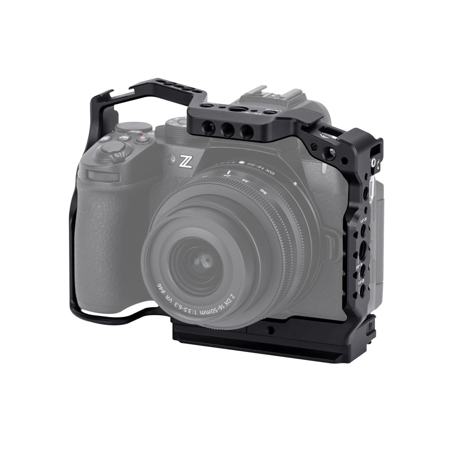 Nitze Z50II Cage for Nikon Z50 II with 2 Built-in Cold Shoes, NATO Rail and Quick Release Plate for Arca-Swiss, Supports Horizontal & Vertical