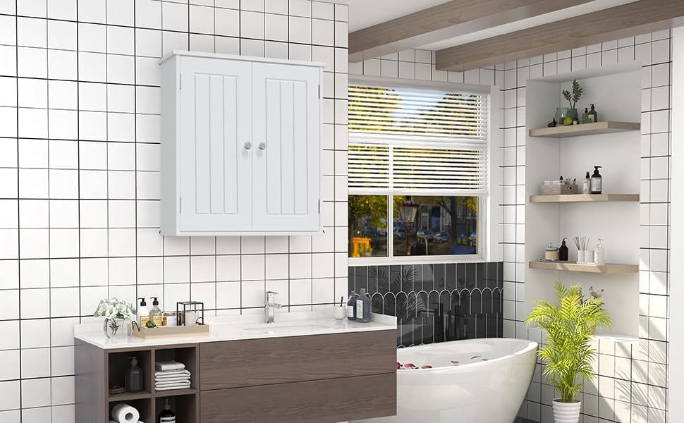 Bathroom Wall Cabinet Over Toilet - Space Saver White