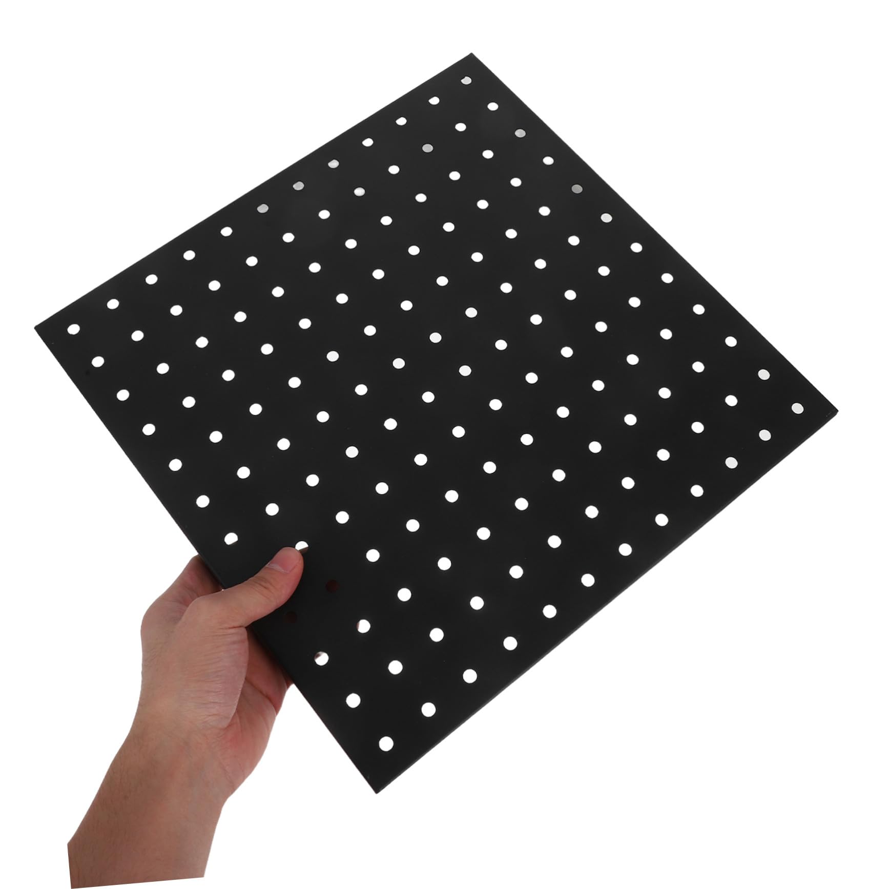 PRETYZOOM 4 Piezas Tablero de agujeros pesados PEGA PARA PARA LA MUALAS HOME soporte de exhibición del tablero perforado tablas de clavijas para el garaje portaherramientas Metal Negro