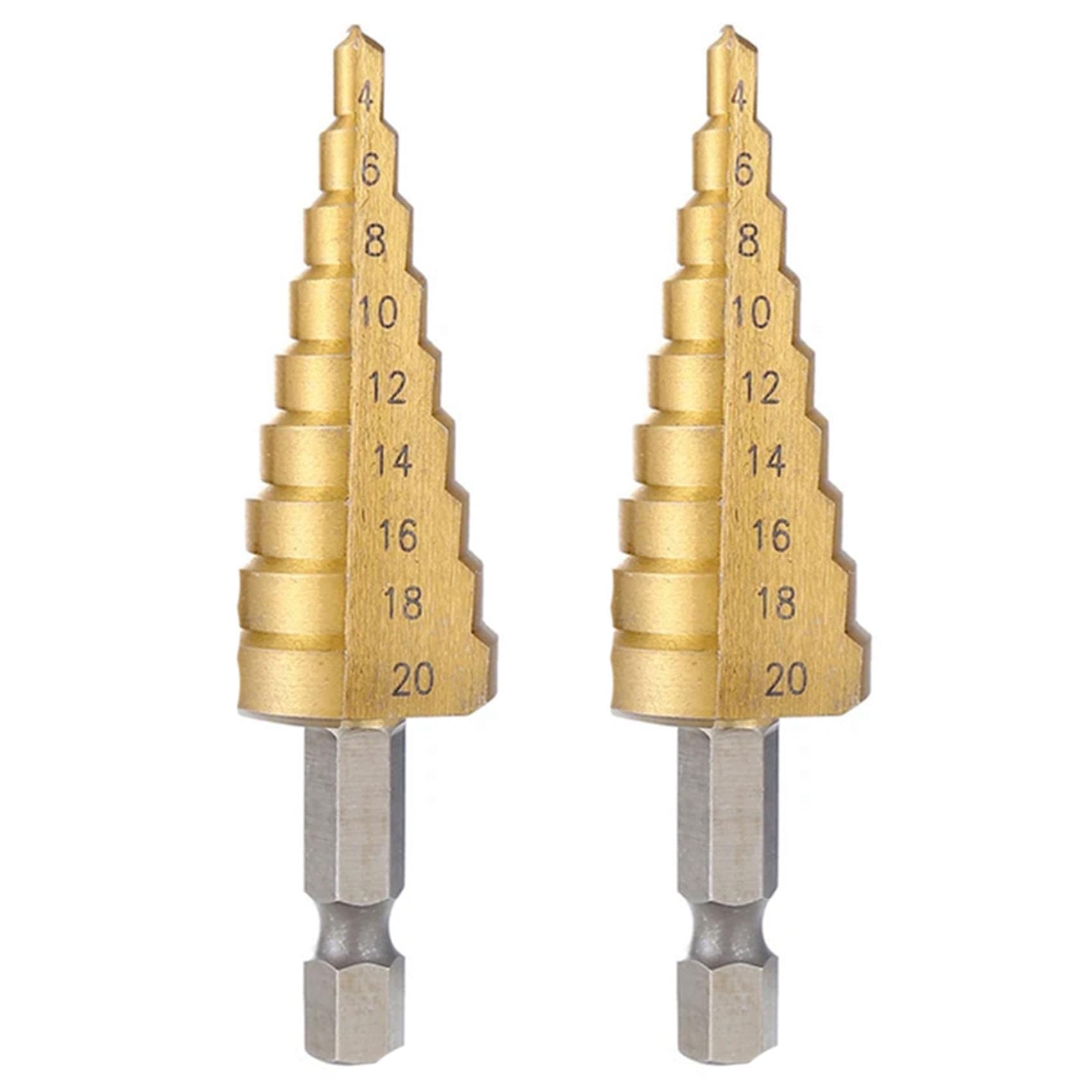 Jnchdghwa As Shown 2Pcs 4-20Mm Hss Straight Groove Step Drill Bit Wood Metal Hole Cutter Core Drill Bit Pagoda Drill Bit