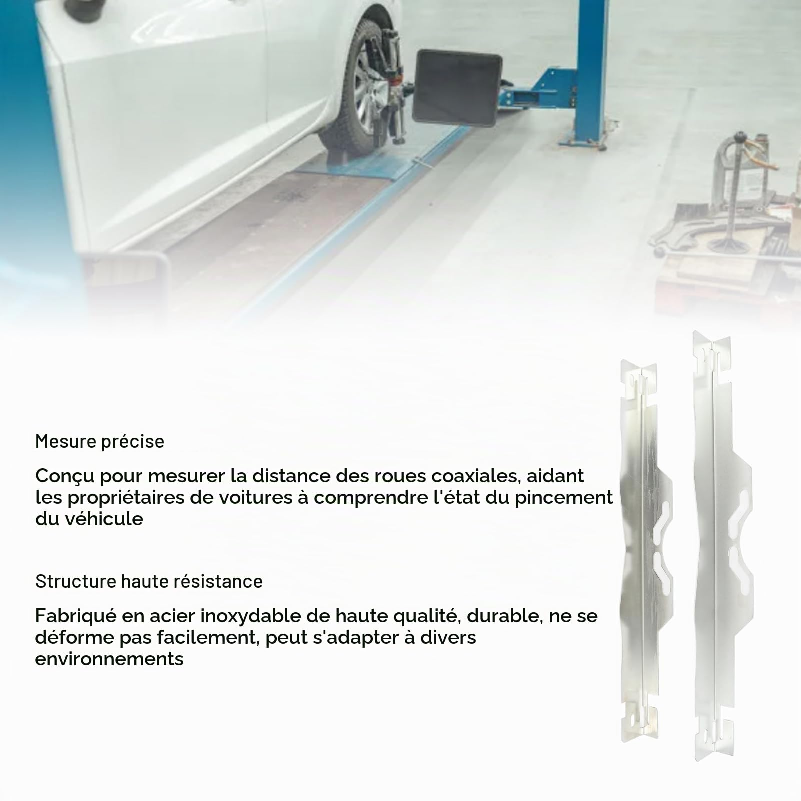 ZJchao Plaques à Outils D'alignement des Orteils Robustes, Mesures Précises de L'alignement des Roues en Acier Inoxydable, Outil D'alignement des Roues avec Trous de Suspension pour