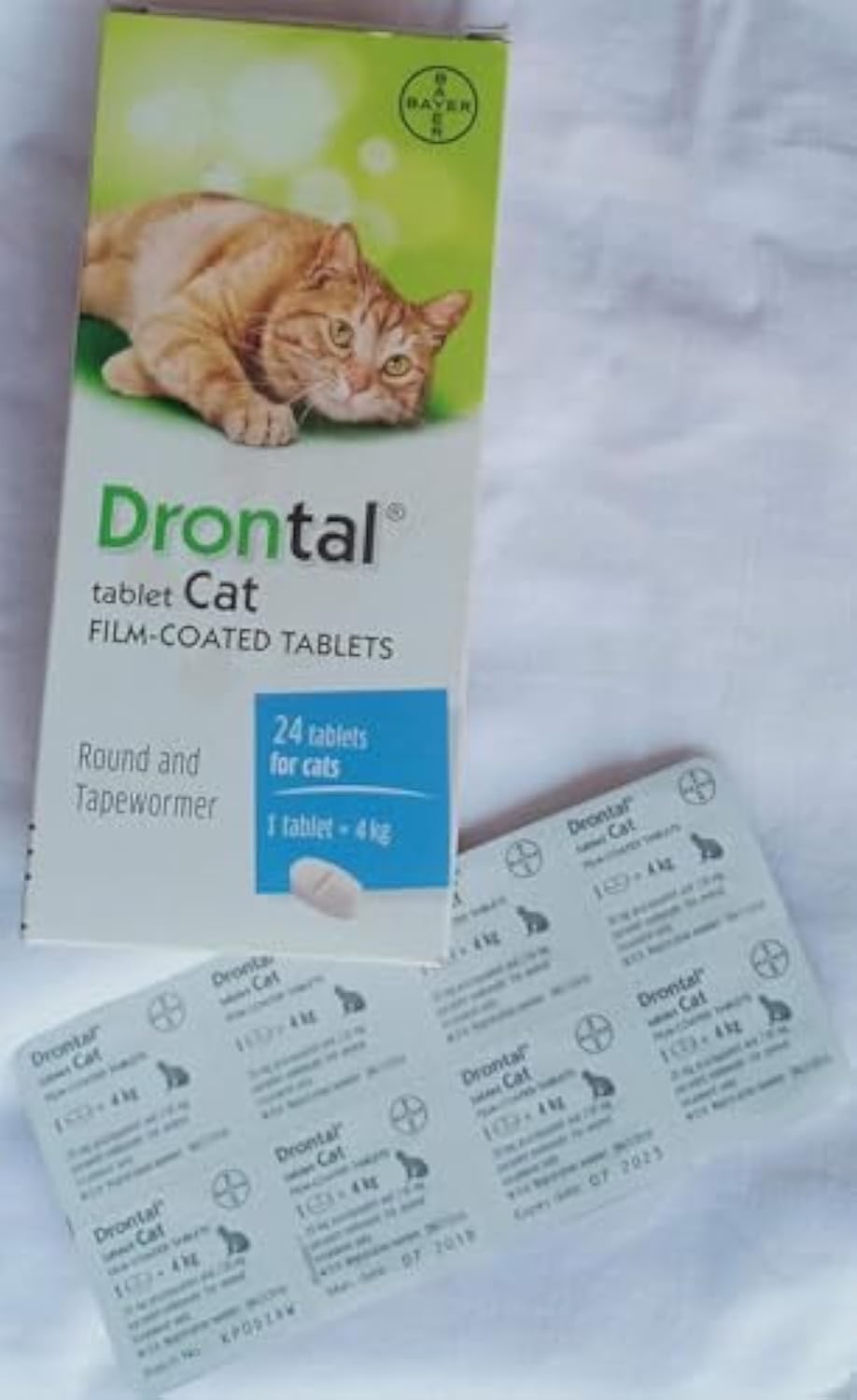 Bayer Drontal Round and Tapewormer for Cats - 8 Tablets