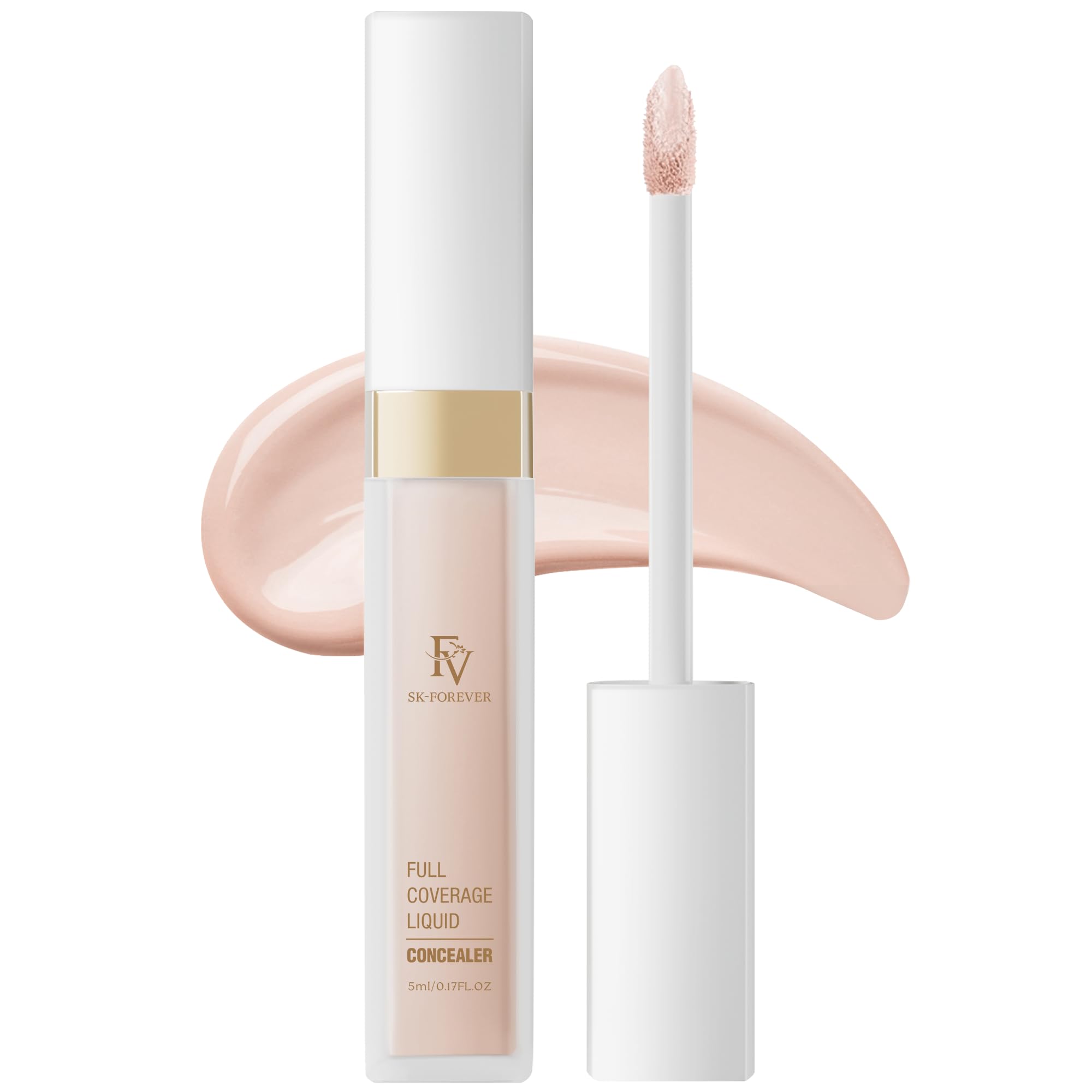 FV Waterproof Liquid Concealer Full Coverage for Dark Circles Redness Fine Lines and Acne Lightweight Longwear Matte Hydrating