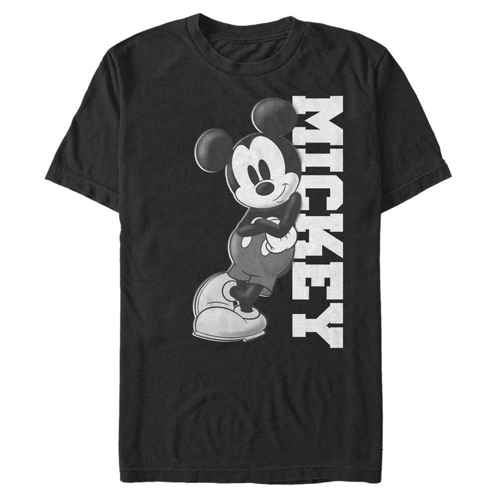 Classic Mickey - Siyah Beyaz Bisiklet Yaka Tişört Erkek