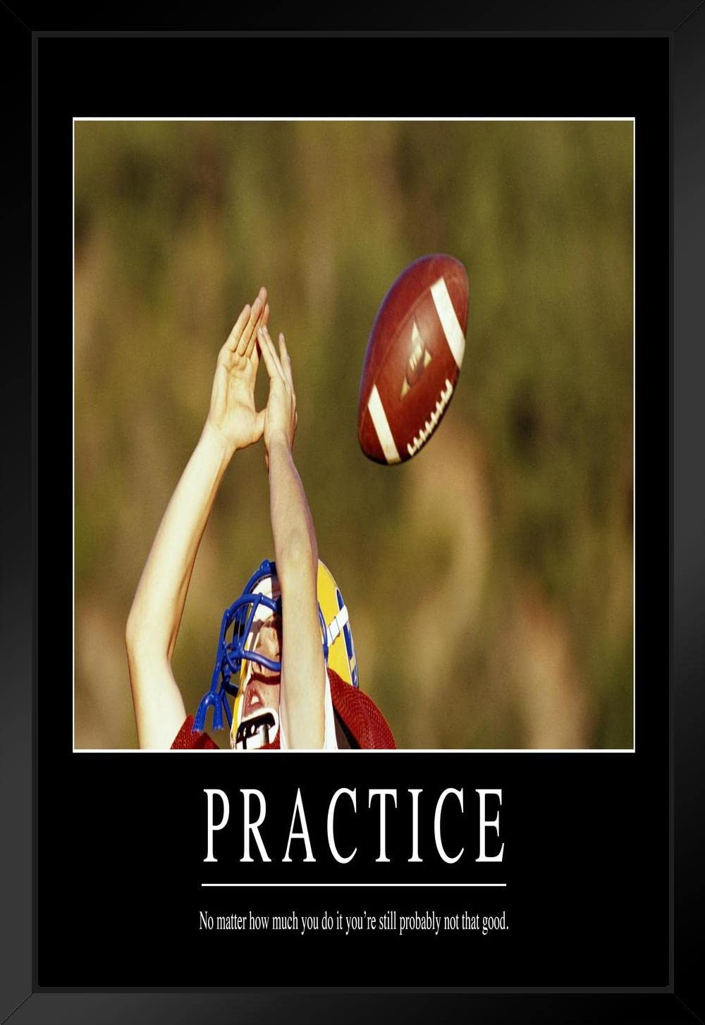 Practice Funny Demotivational Black Wood Framed Wall Art 14x20