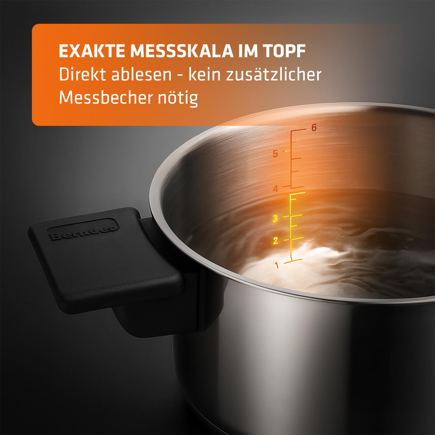 Berndes stapelbares Edelstahl-Topfset 8-teilig Raumwunder l geringer Stauraum l 3x Kochtopf mit Deckel, 1x Dünsteinsatz, 1x Wasserbad oder Rührschüssel l platzsparend l Induktion