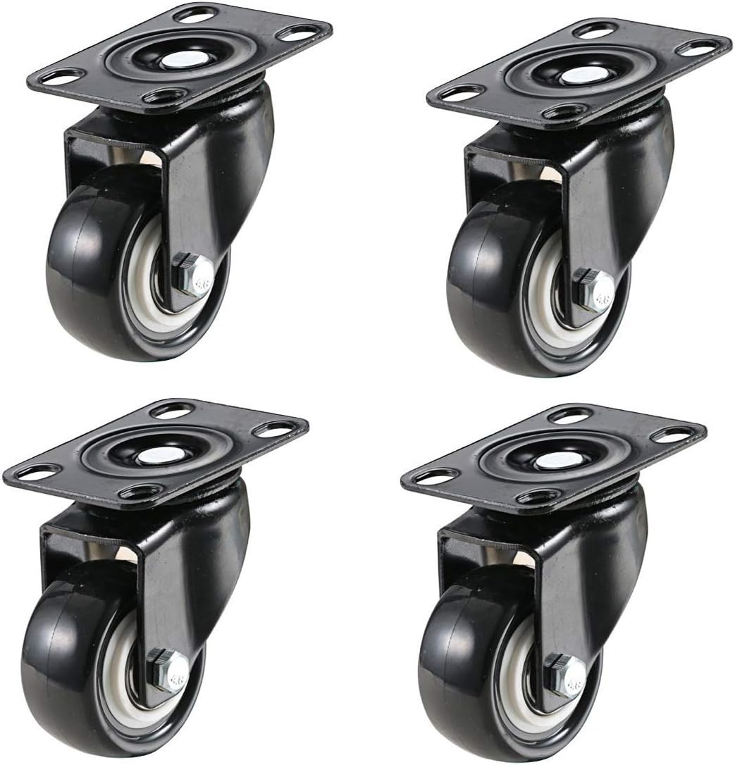 1.5" Swivel Caster Wheels with 360 Degree Top Plate and Polyvinyl Chloride No Noise Wheels,Heavy Duty - 330 Lbs Total Capacity for Set of 4 (without Brakes) by TLHOME