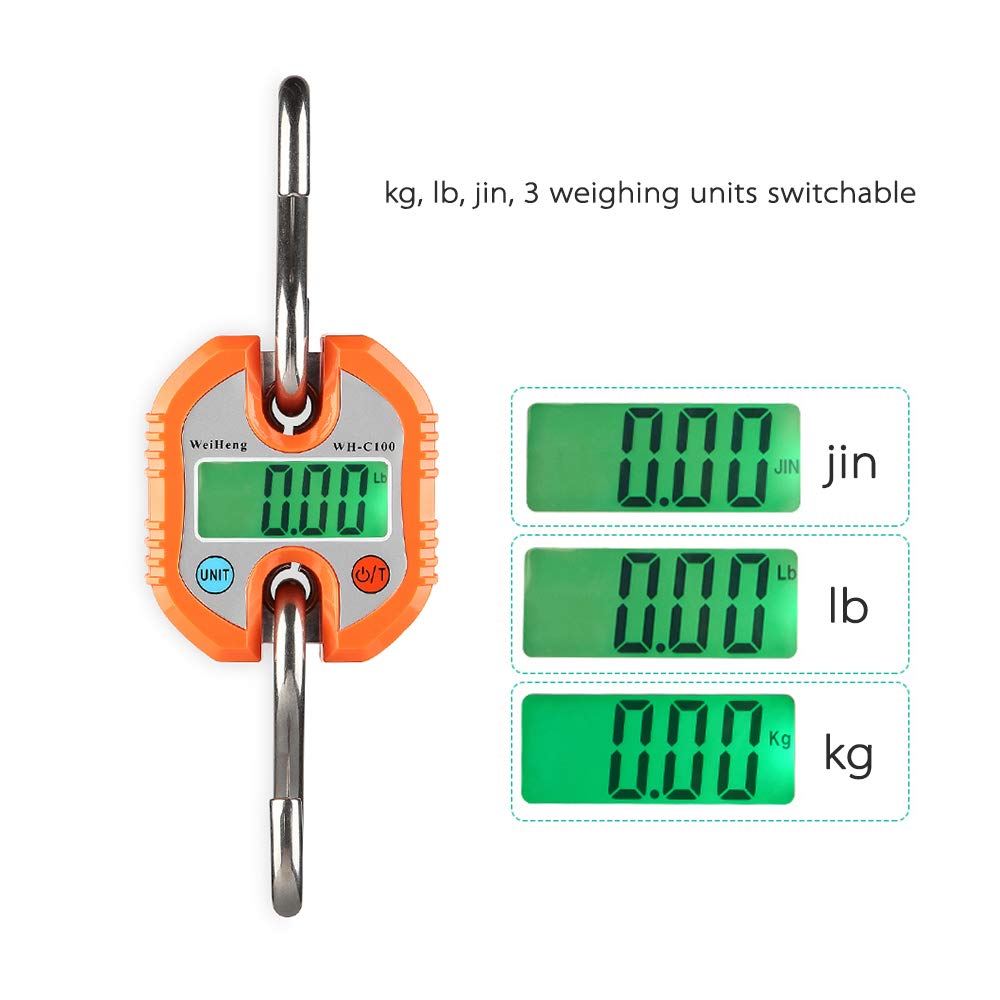 Decdeal Báscula de grúa / Báscula de equipaje digital / Básculas de cocina 3 unidades de pesaje Valor de dos partes (0-100 kg / 50 g, 100-150 kg / 100 g, naranja) [naranja]