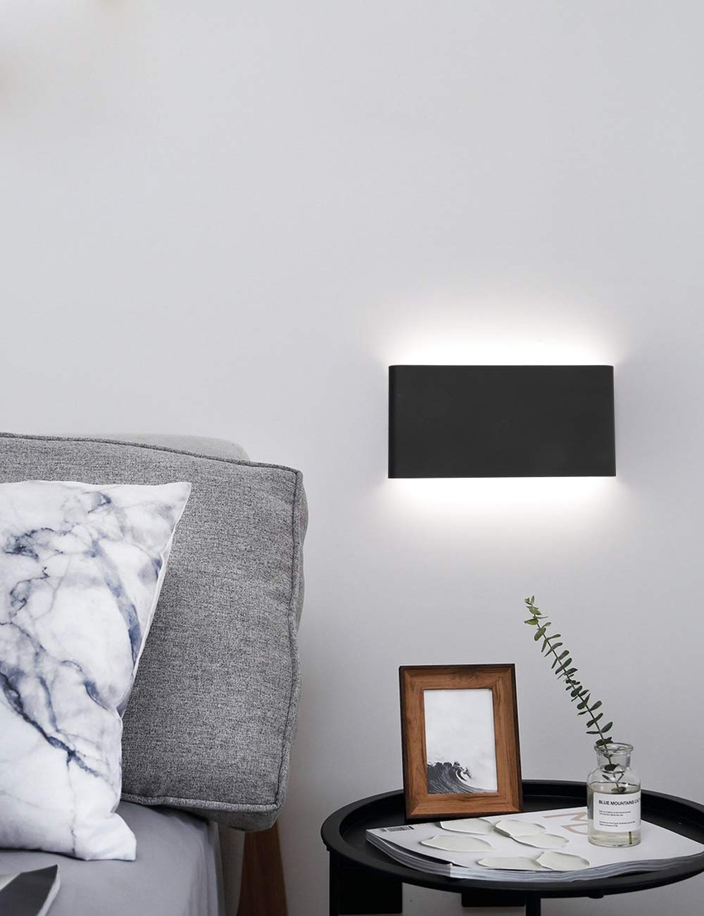 Lámparas de pared LED para pasillo negro para dormitorio, 10 vatios, moderno arriba y abajo, escalera de noche, aplique de decoración de pared, accesorios de iluminación para interiores de 4
