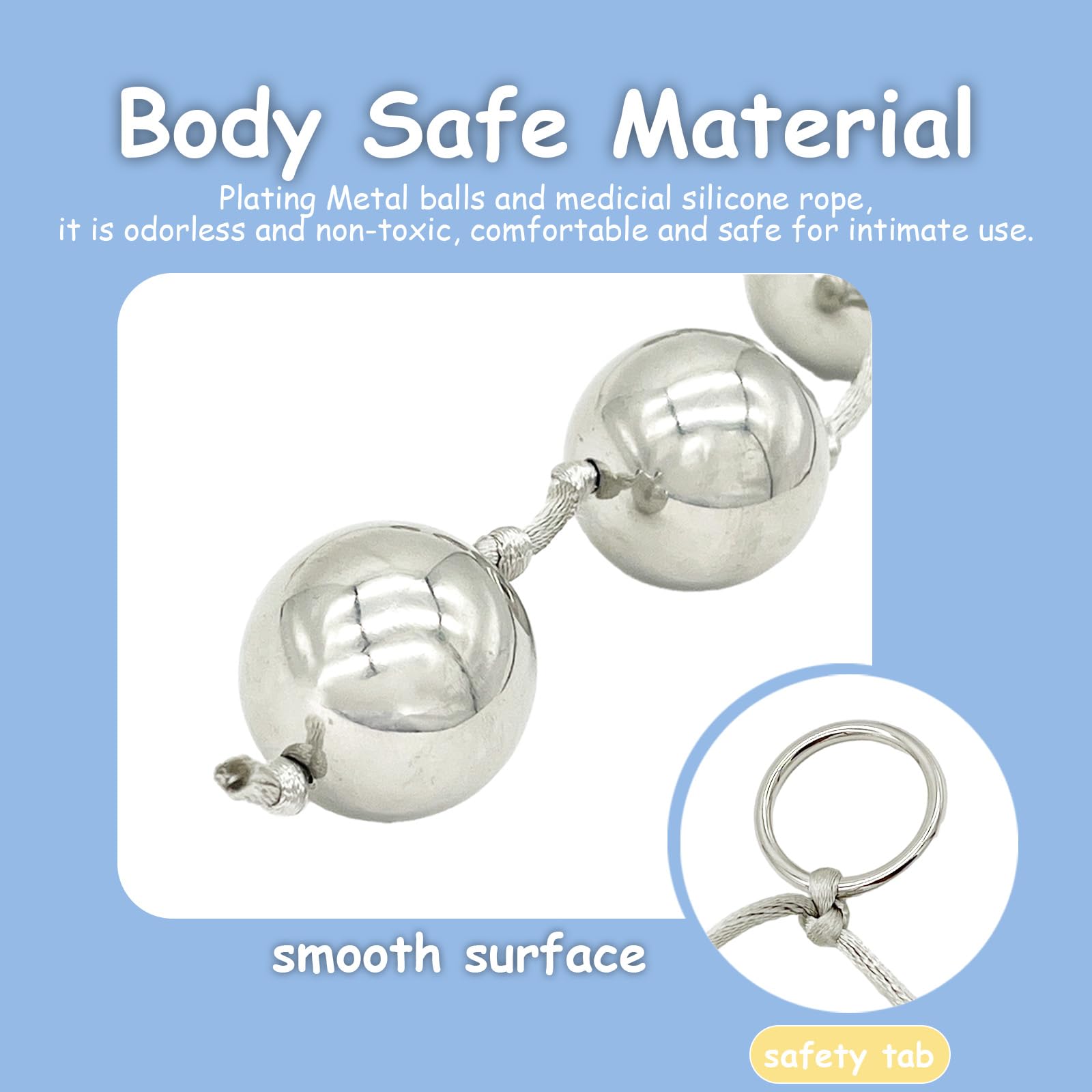 Metal Anal Balls, Stainless Steel Anal Sex Beads Butt Plug Bead with 5 Metal Balls String Rope BDSM Toys Vaginal Dialator Spreader Masturbation Anal Beeds Training for Women Men Beginner (Silver): 5 Beads nylon rope