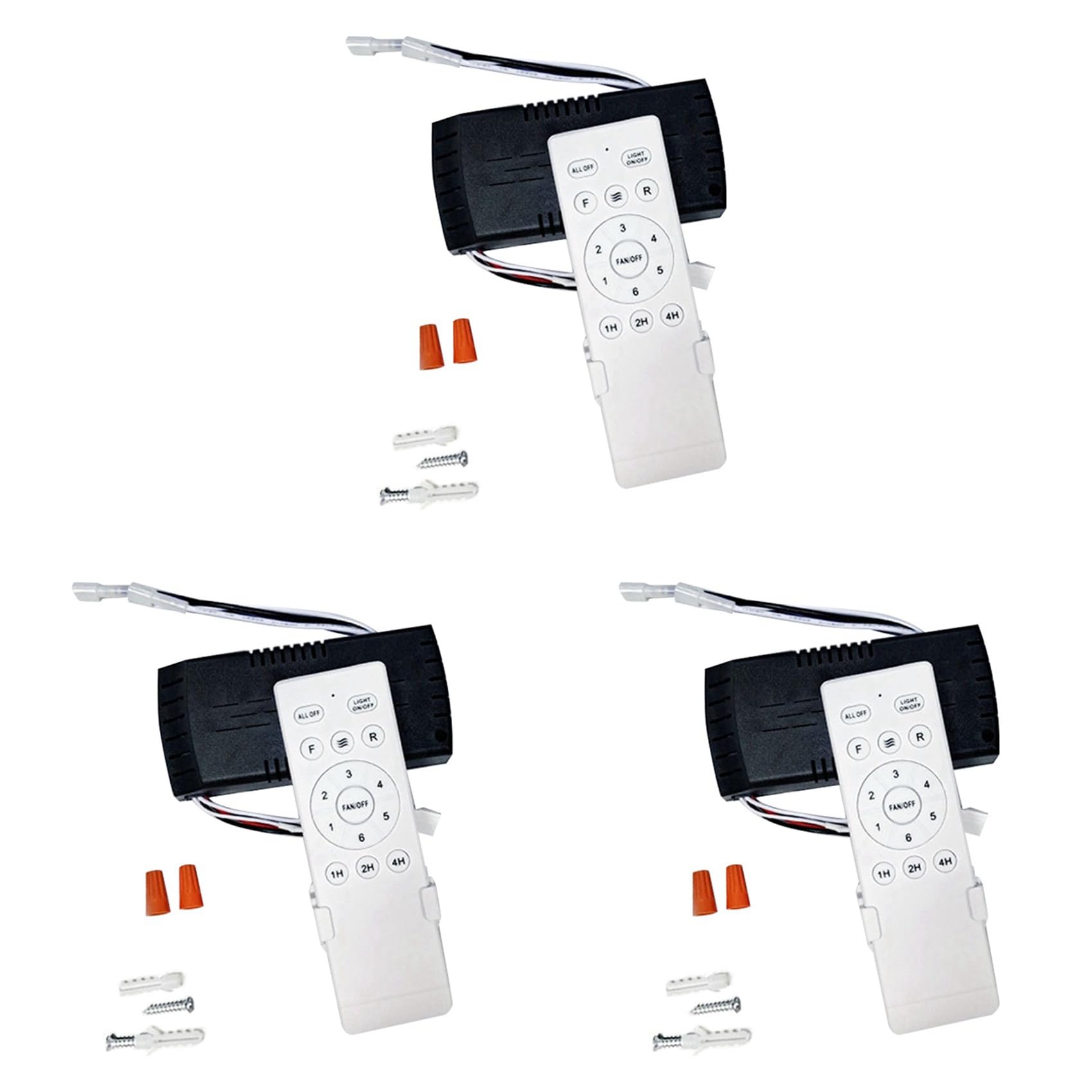 Jnchdghwa Black & White 3X Universal Ceiling Fan Remote Control Kit Replacement, 6-Speed & Timing, Remote Replacement For Dc Ceiling Fan Light