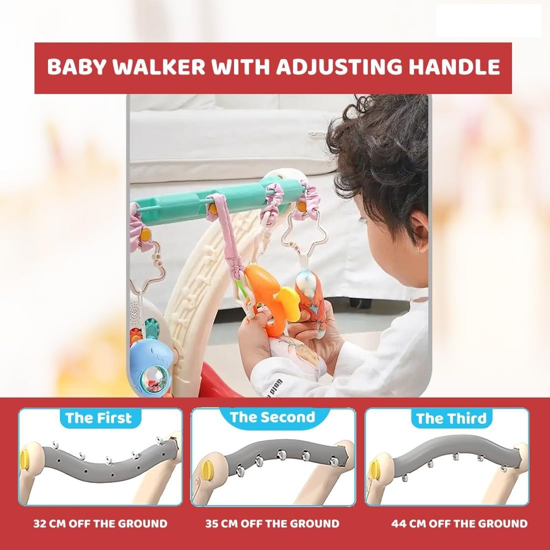 Goyal's 2 in 1 Musical Baby Activity Walker with Convertible Play Gym | Push Walker with Play Piano, Lights, Rattles & Tummy Time Mat for Babies & Toddlers (Multicolour) (Activity Cum Gym Mat) - Image 2 thumbnail