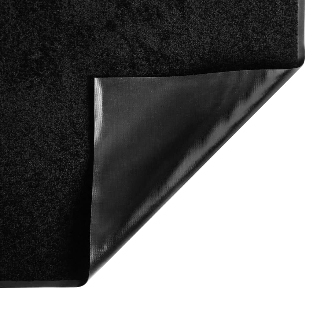 Felpudo 60 x 80 cm terciopelo negro con parte trasera de vinilo antideslizante, felpudo para entrada, pasillo, pasillo, interior y exterior cubierto, fácil de limpiar, resistente, no daña el