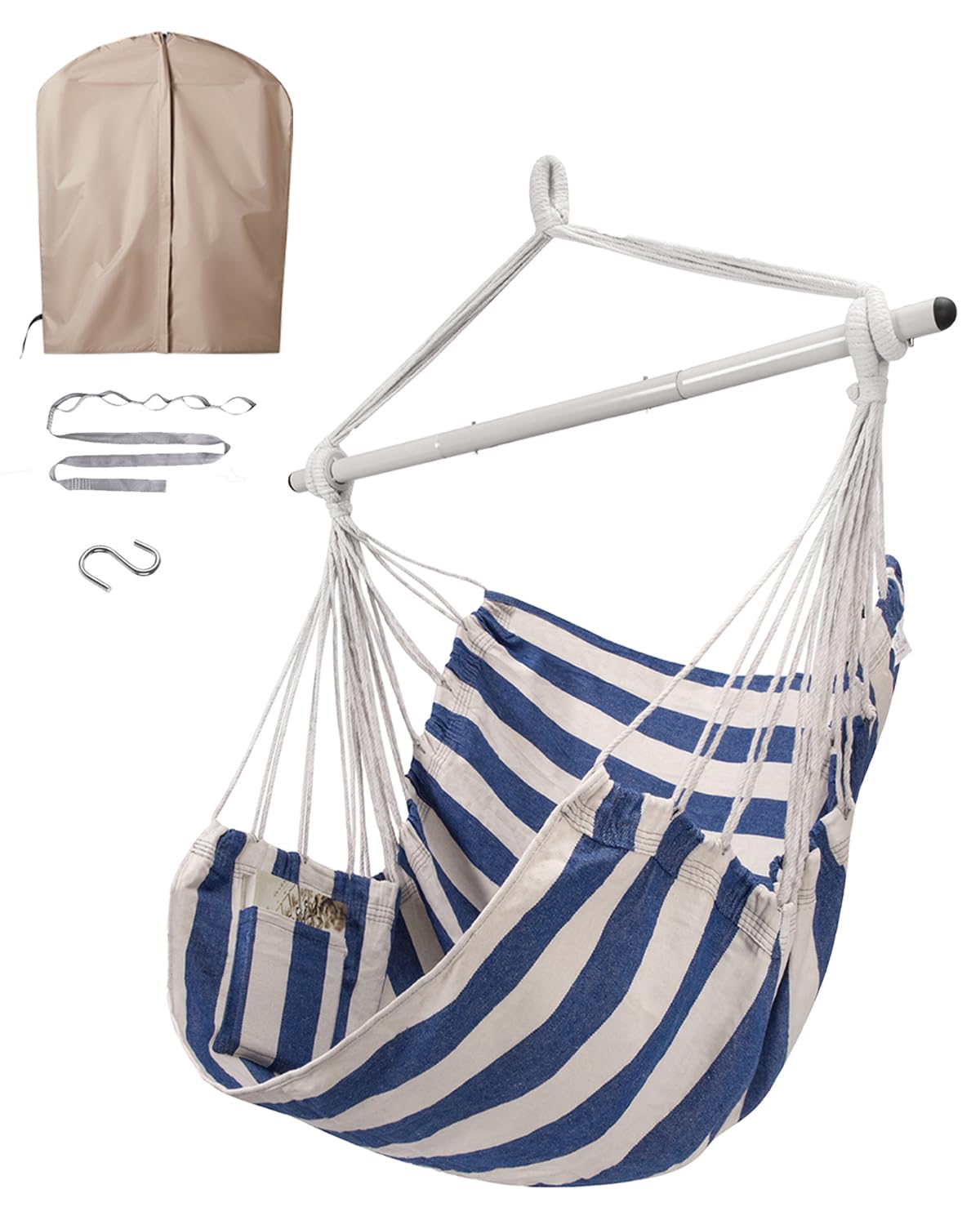 ADVOKAIR Hammock Chair Swing, Heavy-Duty Hanging Rope Swing Seat Supports 500 Lbs, Ideal for Outdoor Patio, Backyard, Porch, Deck &amp; Indoor Bedroom Use