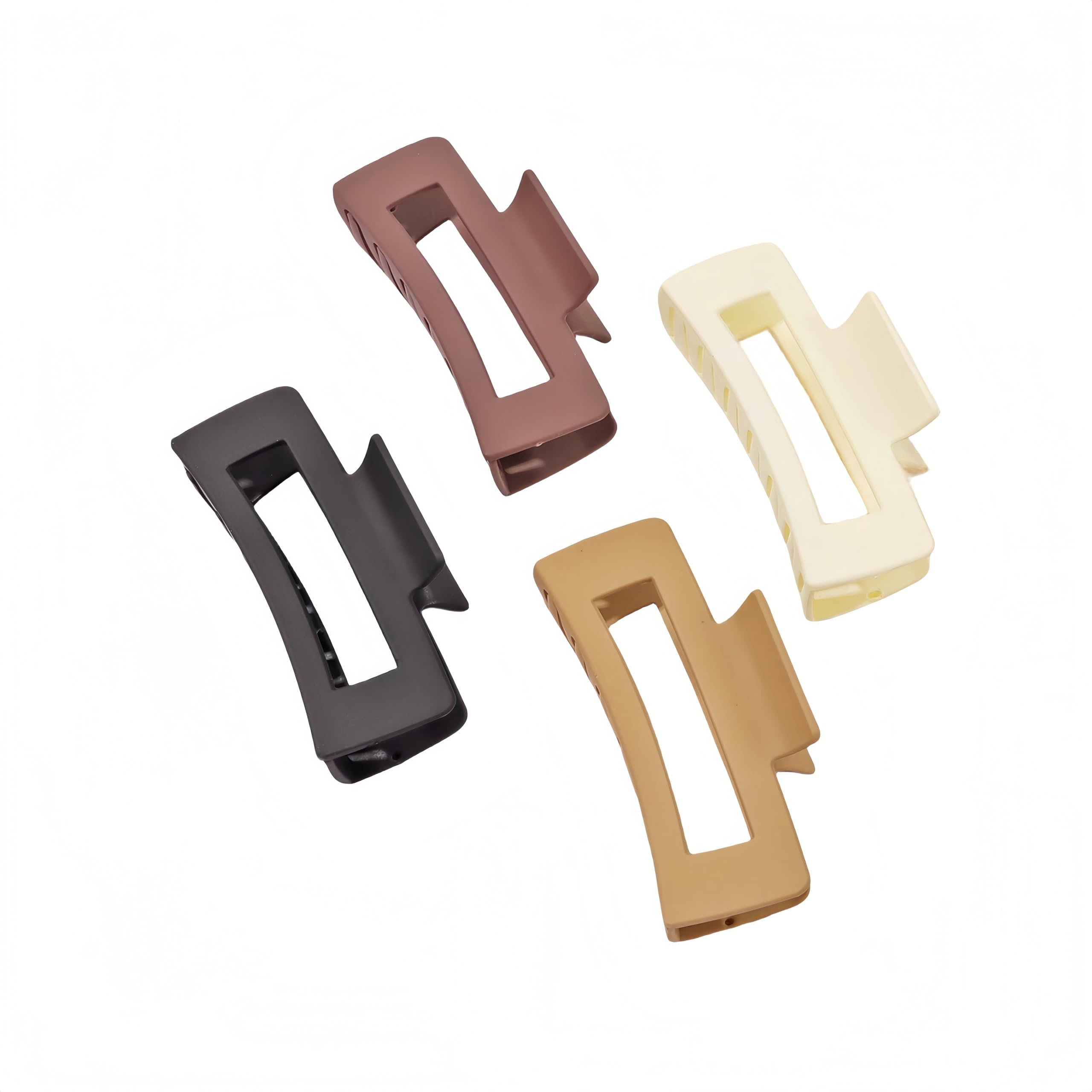 Combinación de pinzas grandes para mujeres y niñas, clips de garra antideslizantes mate para cabello largo y grueso rizado, clips de garra accesorios para el cabello (4 clips cuadrados