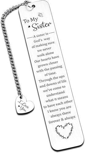 TI-EDC Marcapáginas inspirador para hermana, regalos para hermana y ella, pequeño, plateado