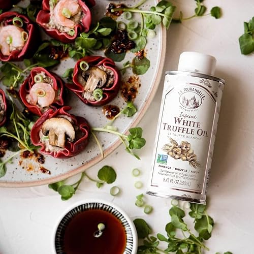 Miniatura 10 de La Tourangelle, Trío de aceites infundidos, aceite de albahaca, aceite de ajo, aceite de trufa blanca, sabor terroso gourmet complejo para rociar