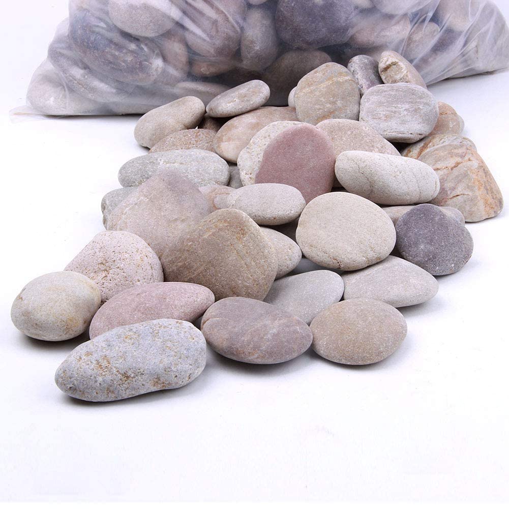 Pebbles for Decoration - Pebbles Stones for Plants Pots, Fountain, Home and Table Decor - Decorative Stones and Pebbles, Vase Fillers (1.9 Kgs, Fancy Tumble)-image-0