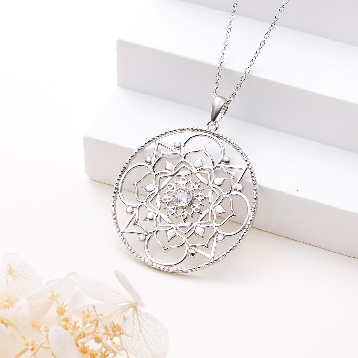 DAOCHONG 925 Sterling Silver Long Chain Sweater Large Necklace for Women Statement Pendant Fringe Necklaces Jewelry