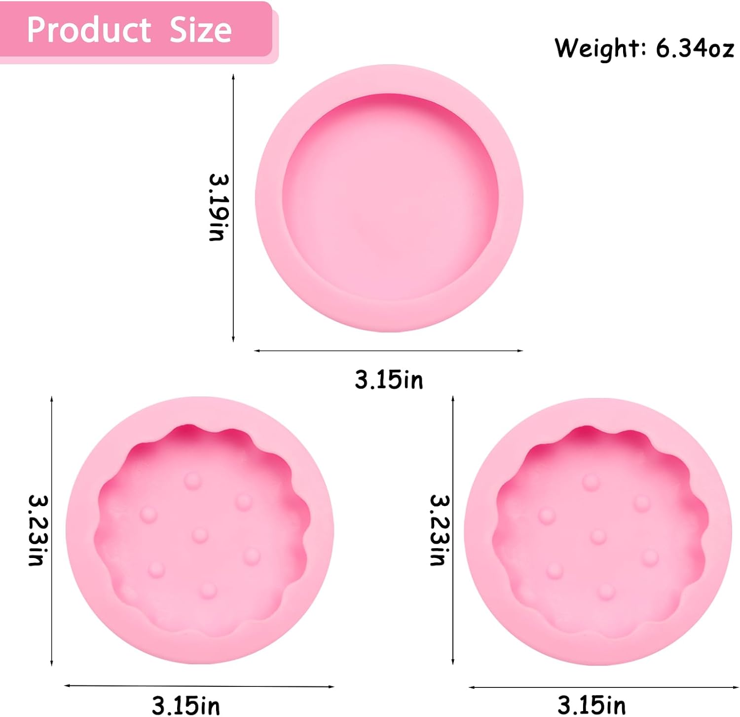 Sandwich Cake Silicone Mold Set, Set of 3, Round Stuffed Cake Baking Molds for Desserts, Pink