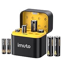imuto 1.5V Batterie AAA ricaricabili 1300mWh 4pezzi, Pile Ricaricabili AA Litio 3000mWh 4pezzi,1600 Cicli con display a LED nero ricarica rapida