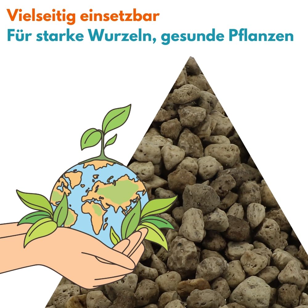 Edelbims 20 L 100% Natürlicher Bimsstein Bims Granulat Bimskies Drainage Pflanzgranulat Hydrokultur Dachbegrünung Mulch Substrat (8/16 mm)