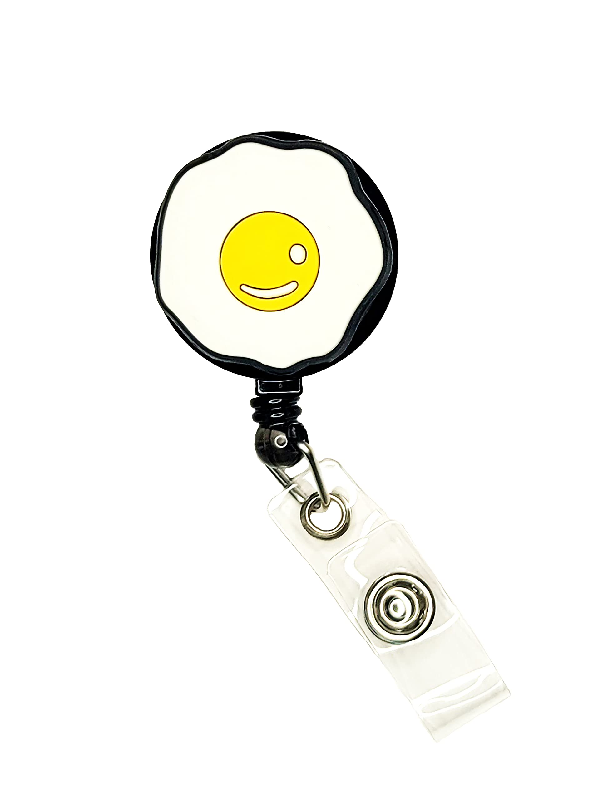 Egg Badge Reel Funny Nurse Doctor CNA ID Holder Badge Clip Retractable 25 inch Extension Scrambled Poached Over Easy Sunnyside Omelette