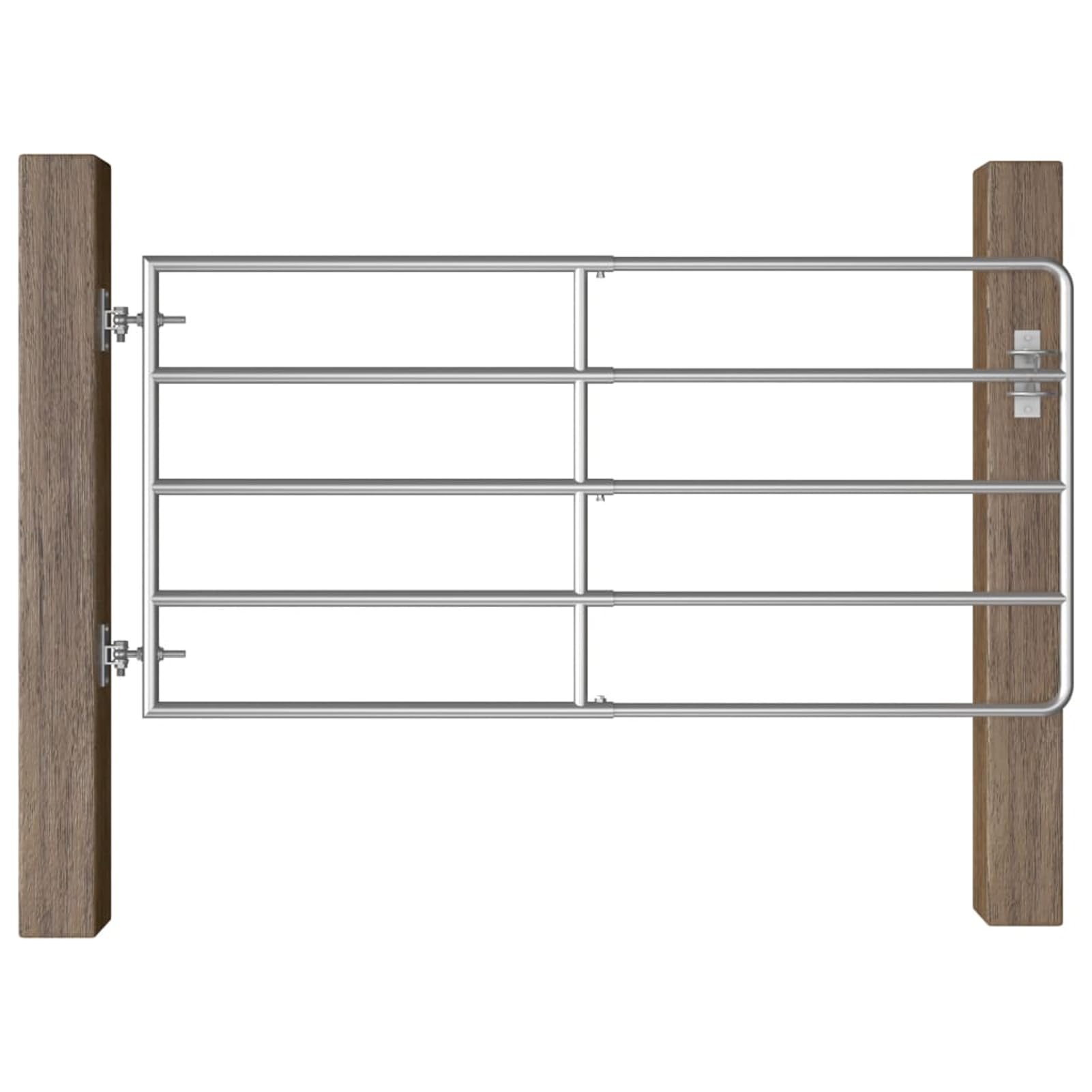 Barrera de Puerta de Seguridad Easy Close, a presión, Cancela de 5 Barras para Campo Acero Plateado (95-170) x90 cm