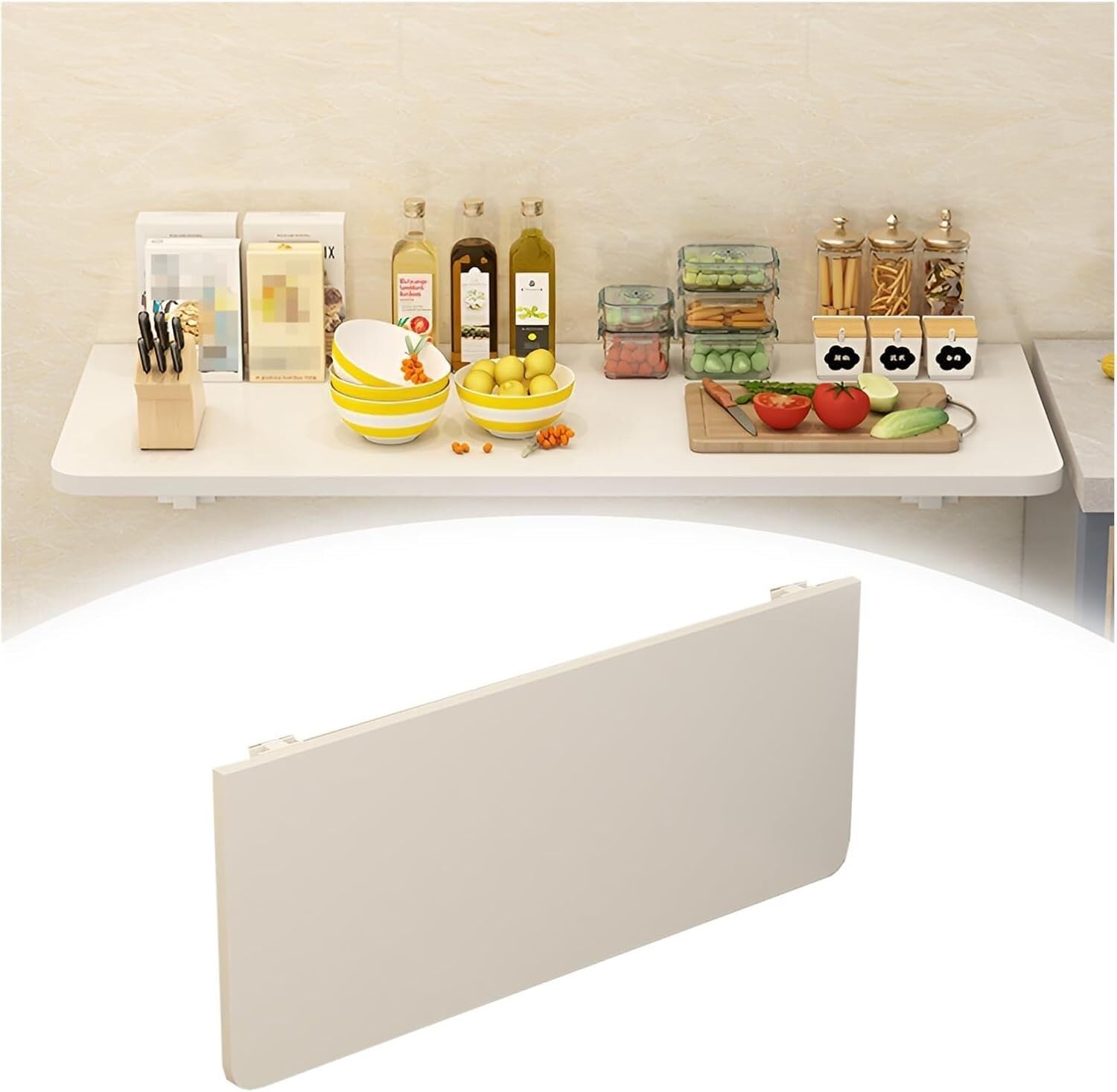 SYFNLPHWall Mounted Folding Table With Steel Bracket, Wall Desk Folding Table, Space Saving Wall Mounted Table, Premium Material, Compact Solution, Foldable With 1 Click(80x30cm)