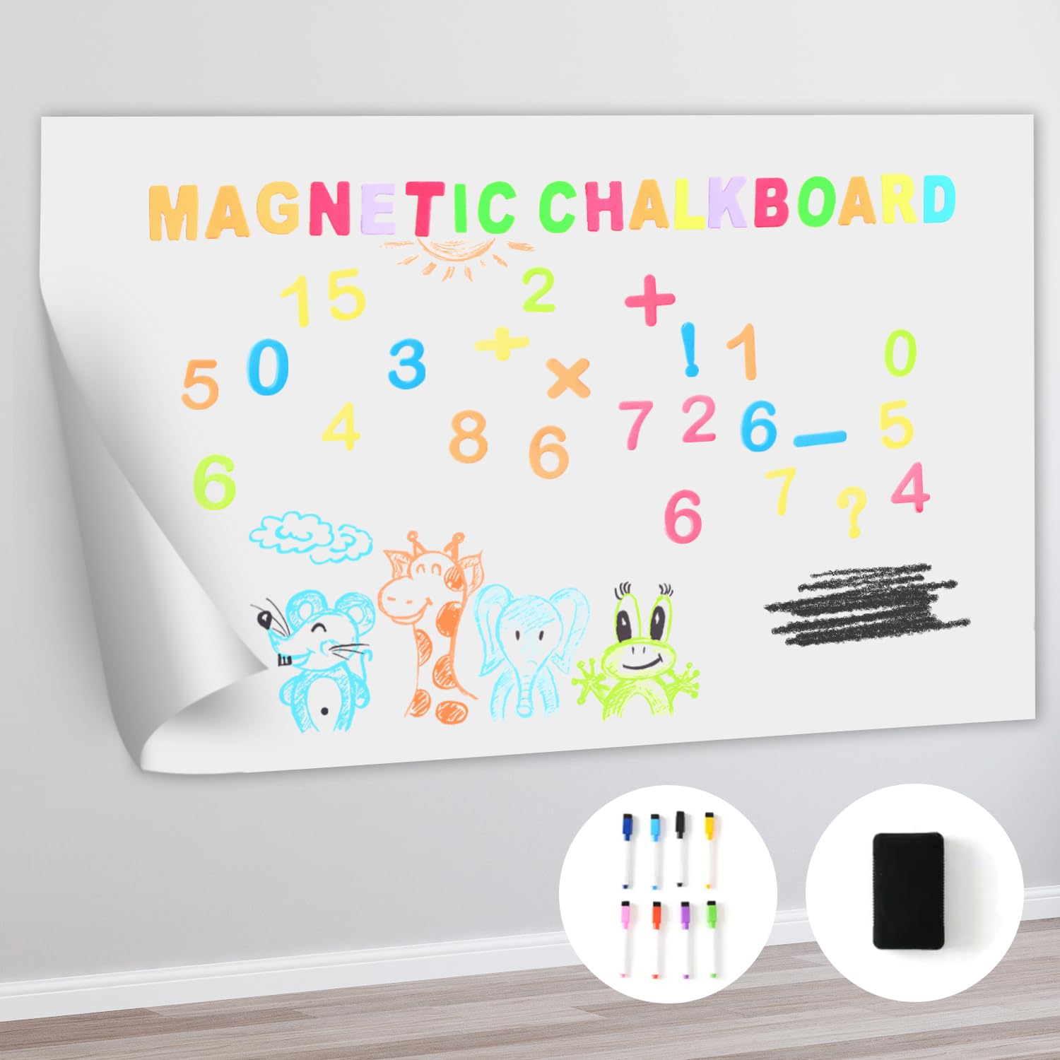 Magnetic Dry Erase Whiteboard Paper 12 x 8 Inch, Self Adhesive White Board Sticker for Wall, Peel and Stick Wallpaper for Home Office School Teacher