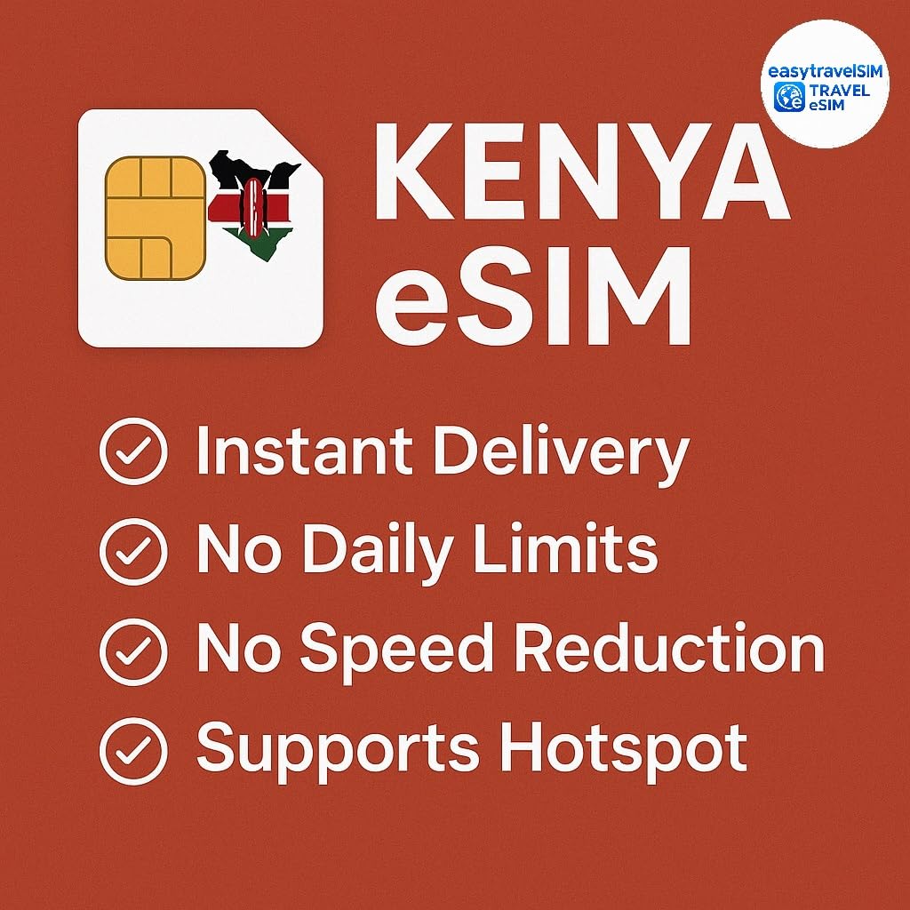 Kenia eSIM de Datos de Alta Velocidad soporta Hotspot 30 días 3-20 GB Entrega de Correo electrónico (20 GB Durante 30 días)