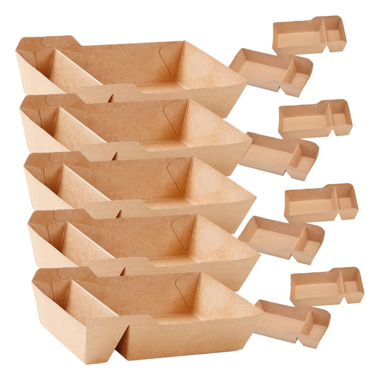 IMIKEYA Scatole Capacità per Marrone in Doppio Usa Getta Snack Carta e Scomparto 440ml 50 Pezzi in Feste per Patatine Fritte e Nachos Attività di Ristorazione