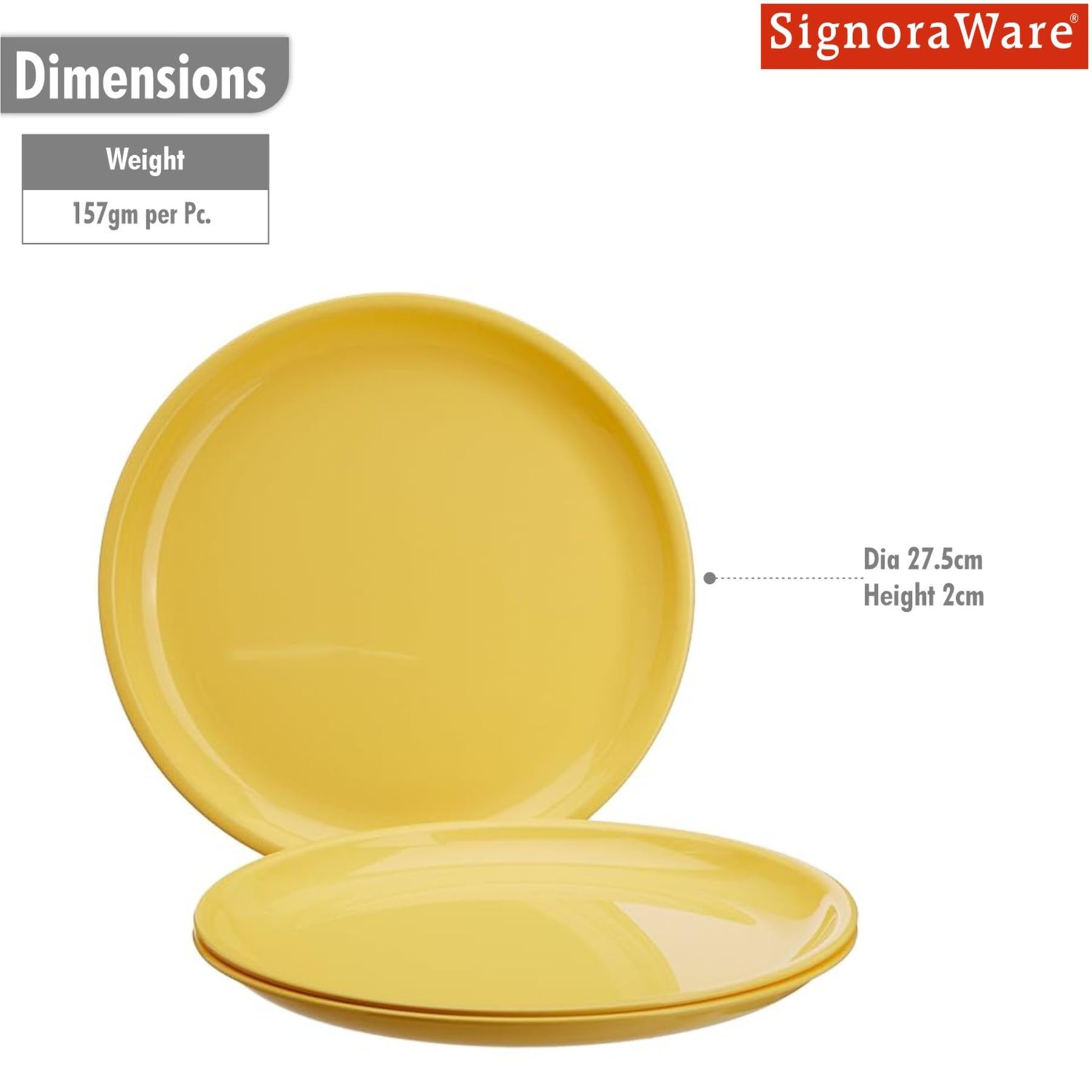 Signoraware Round Plastic Full Plate Set, Set of 3, Lemon Yellow 1