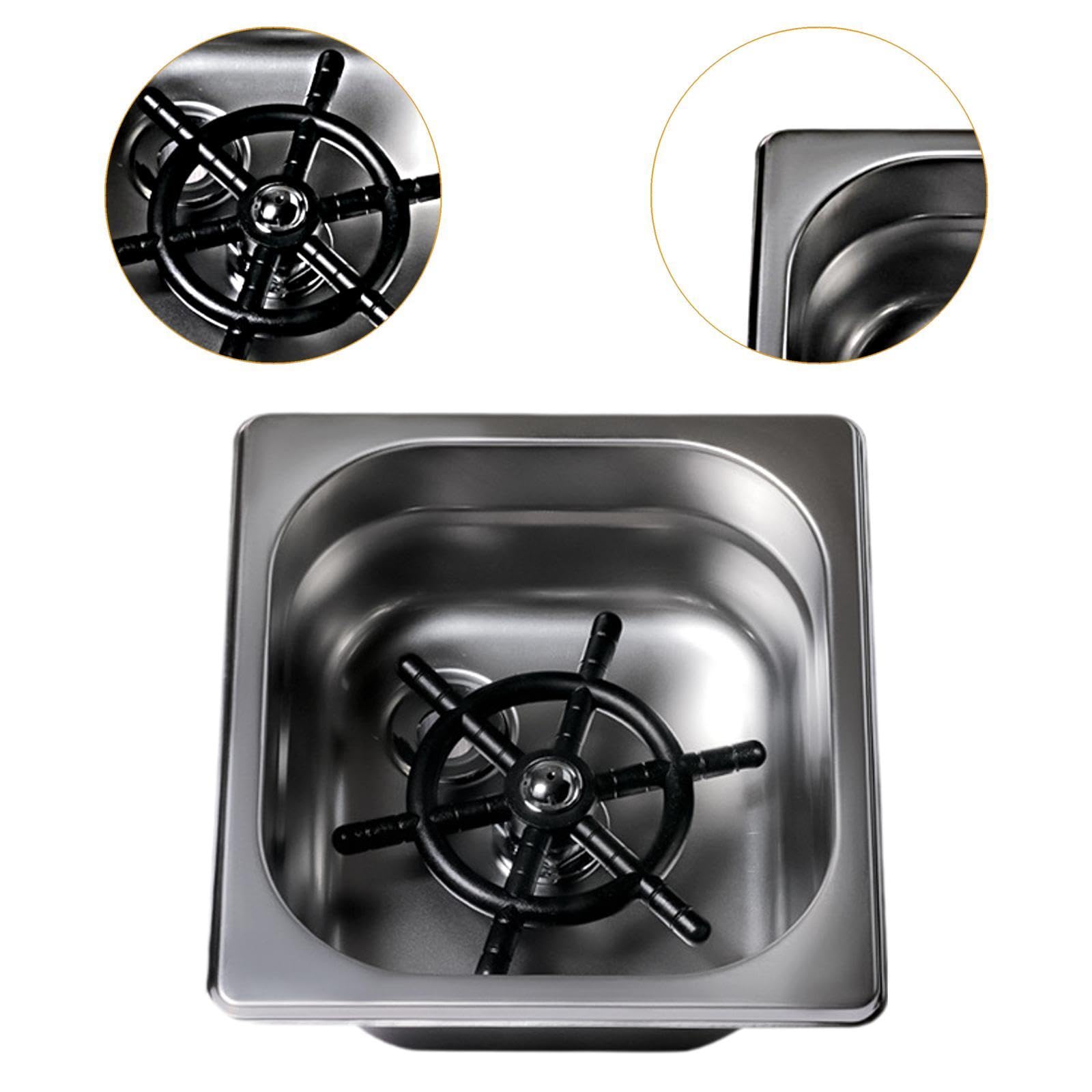 Generic Lavavasos Automático de Encimera, Enjuagador de Vasos de Acero Inoxidable, Fácil Lavado de Vasos con Cinco Orificios de Agua, Accesorio para Fregadero, Plata