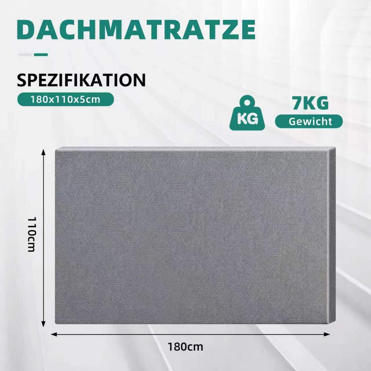 Wohnmobil Dach Matratze 180x110x5cm, Wohnmobil Dachmatratze Hochelastischem Schaumstoff, VW California Matratze Dach, T5 Dachmatratze für VW T4/T5/ T6, Ford Transit,Citroën Jumpy usw.