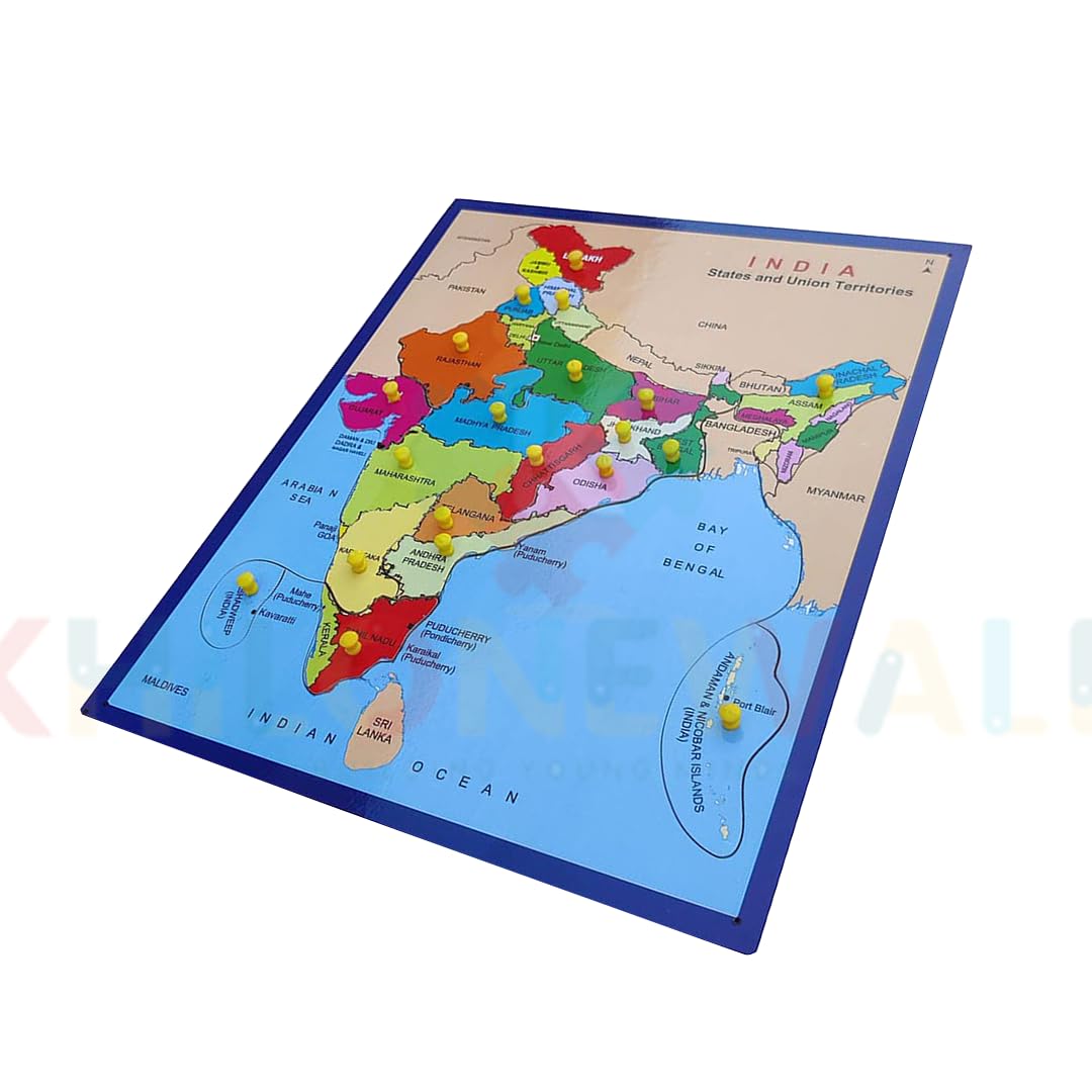 Khilonewale Kid's India Map Puzzle with Knobs | Educational Learning Toys for Boys and Girls | Interactive Kids Puzzle Toy | Size 30x38 cm (India Map) 4
