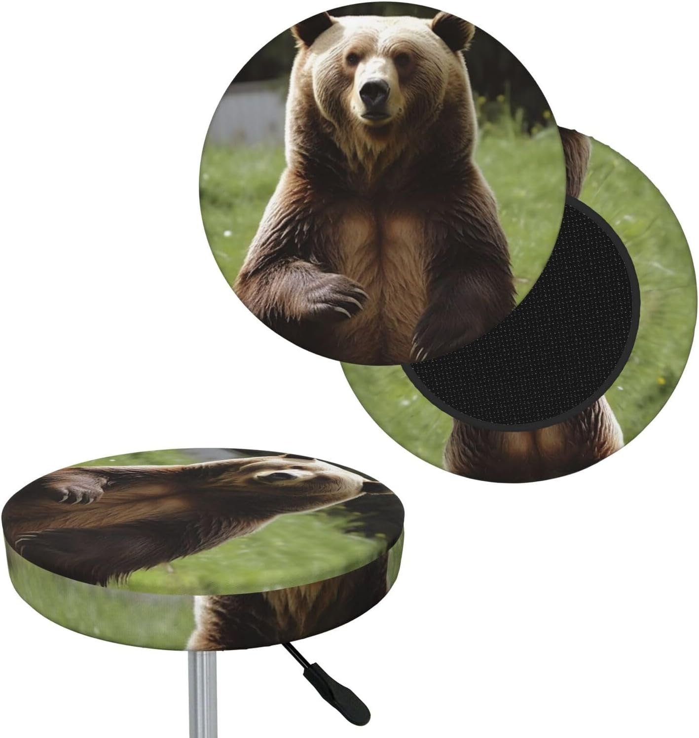 Bar Stool Cover Round Elastic Stool Cushion Covers Hi Bear Sit On The Lawn Bar Chair Cover Washable Stool Cushion Slipcover Stretch Stool Seat Covers for 12-14 Inch Chair