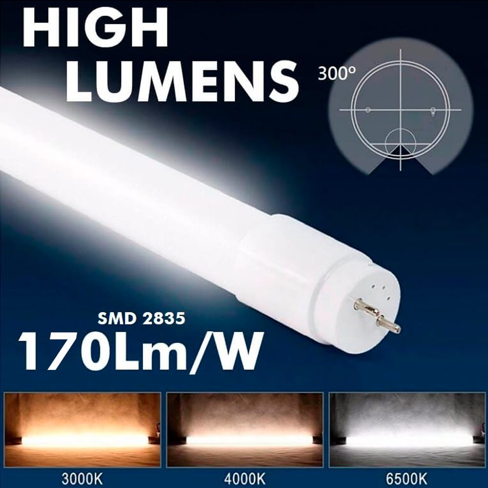 FactorLED Pack x10 Tubo LED 150cm Cristal 25W, SMD2845, Standard T8, 170 Lm/W, 4250Lm, NO FLICK, Bajo consumo y Alta luminosidad (Blanco Frío (5700k))