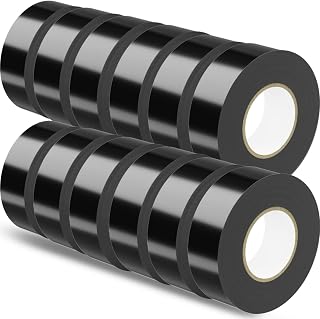 SWRT 12-Pack Black Waterproof Electrical Tape 0.75in x 66ft High Temp Flame Retardant UV Resistant Under 600V All Weather