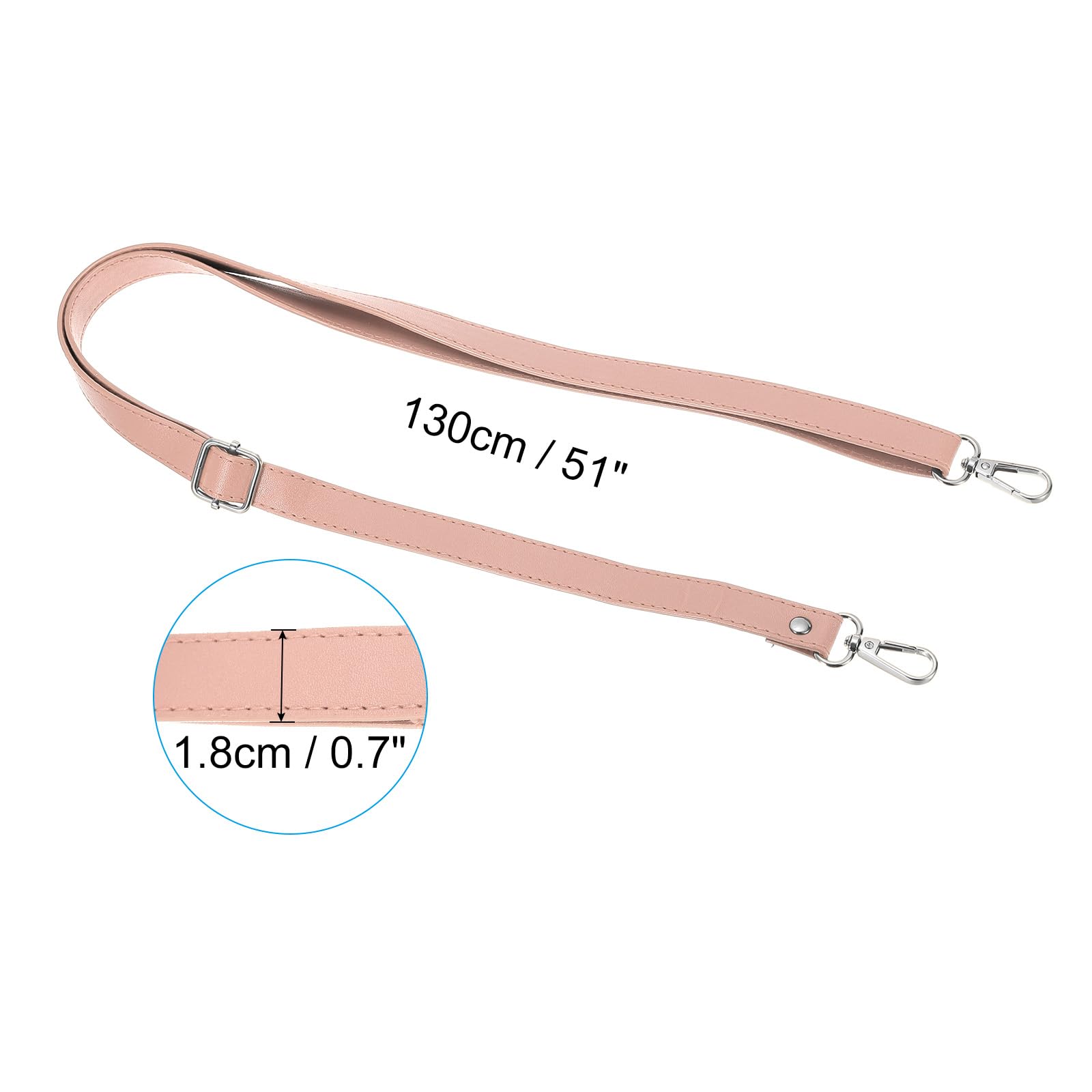 PATIKIL Leather Purse Strap Replacement 51 Inch, Adjustable Shoulder Crossbody Replacement Strap with Silver Hardware, Pink - Image 2