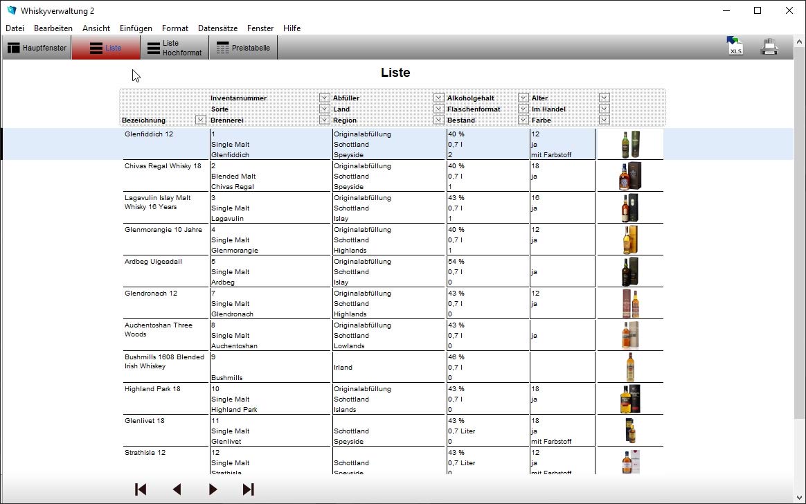 GS Whiskyverwaltung 2- Software zur Verwaltung Ihrer Whiskysammlung - Datenbank Programm für Whisky