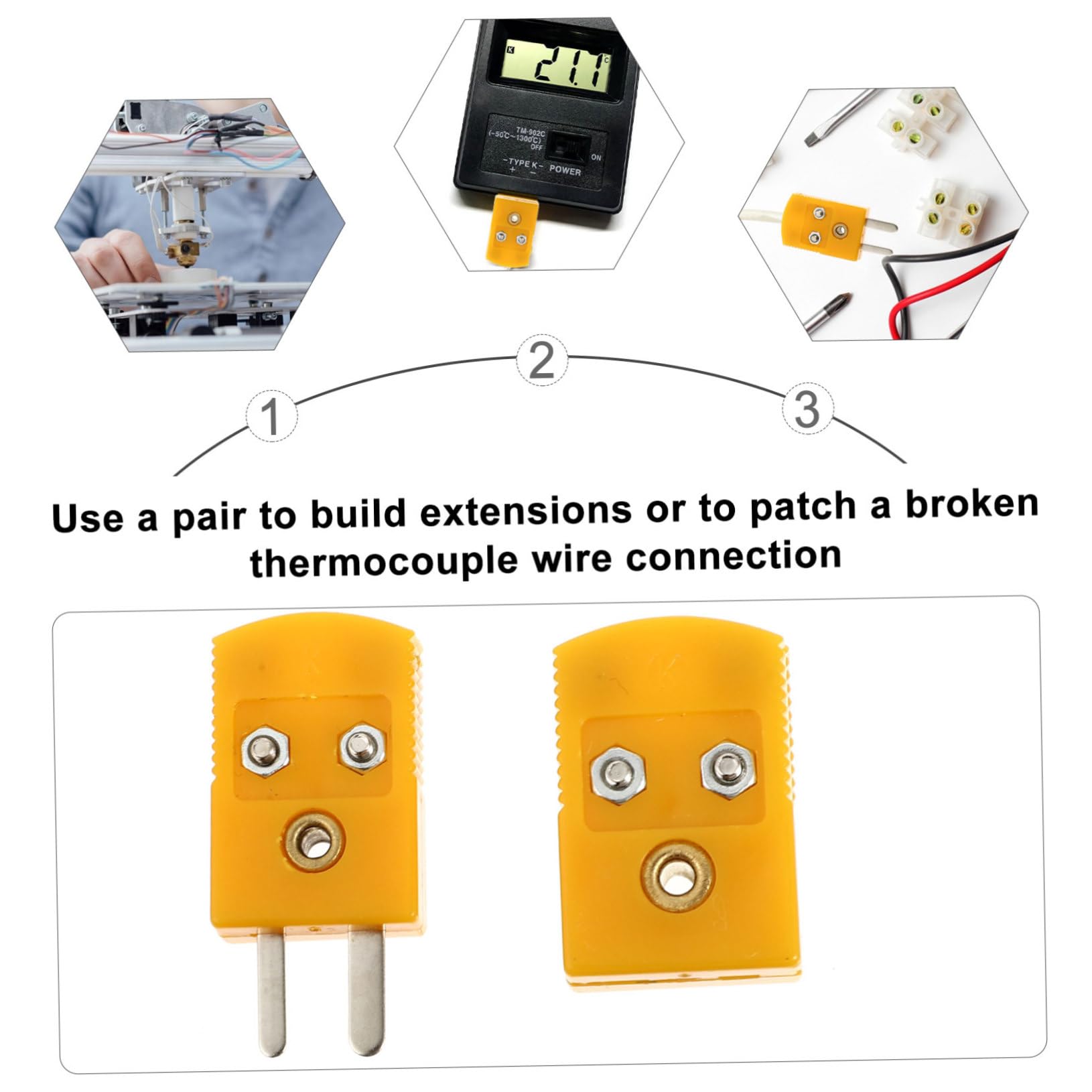 Connettori Termocoppia Tipo K - Set 4 Pezzi (2 Maschi E 2 Femmine) In Nylon, Per Cavi E Riparazioni