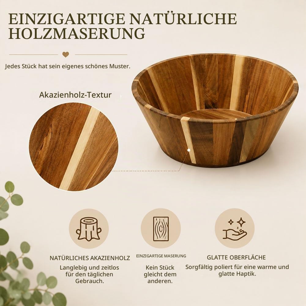 Salatschüssel Holz Akazie Obstschale Holz Groß Holz Schüssel Rund