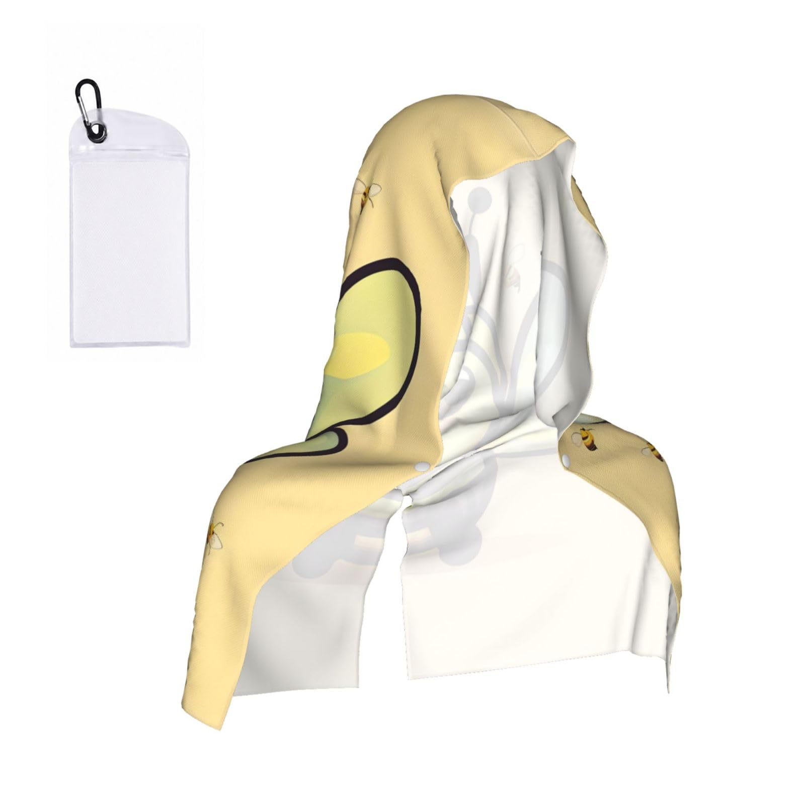 CNTDBU Yellow bee Cooling Towel Hooded-Instant Chill Neck Cover for Sports, UV Cooling Rag for Running Gym