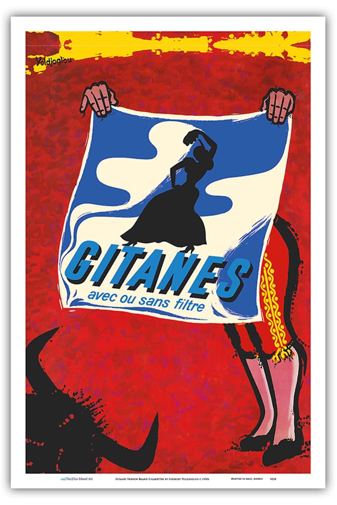 Amazon.com: Gitanes French Brand Cigarettes - With or Without Filter (Avec  ou Sans Filtre) - Matador - Vintage Advertising Poster by Georges  Yoldjoglou c.1950s
