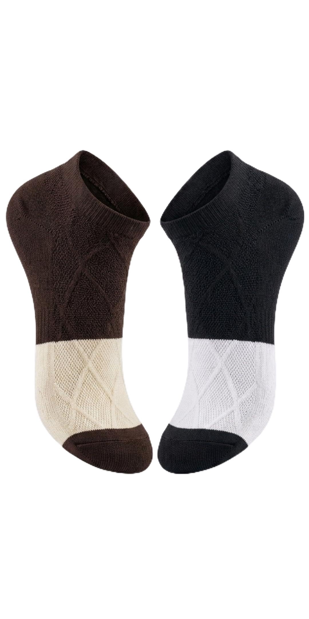 Low Cut Ankle Socks Pack of 2 | Breathable Cotton Blend Socks | Anti Slip Stretch Casual Socks for Men & Women-image-1