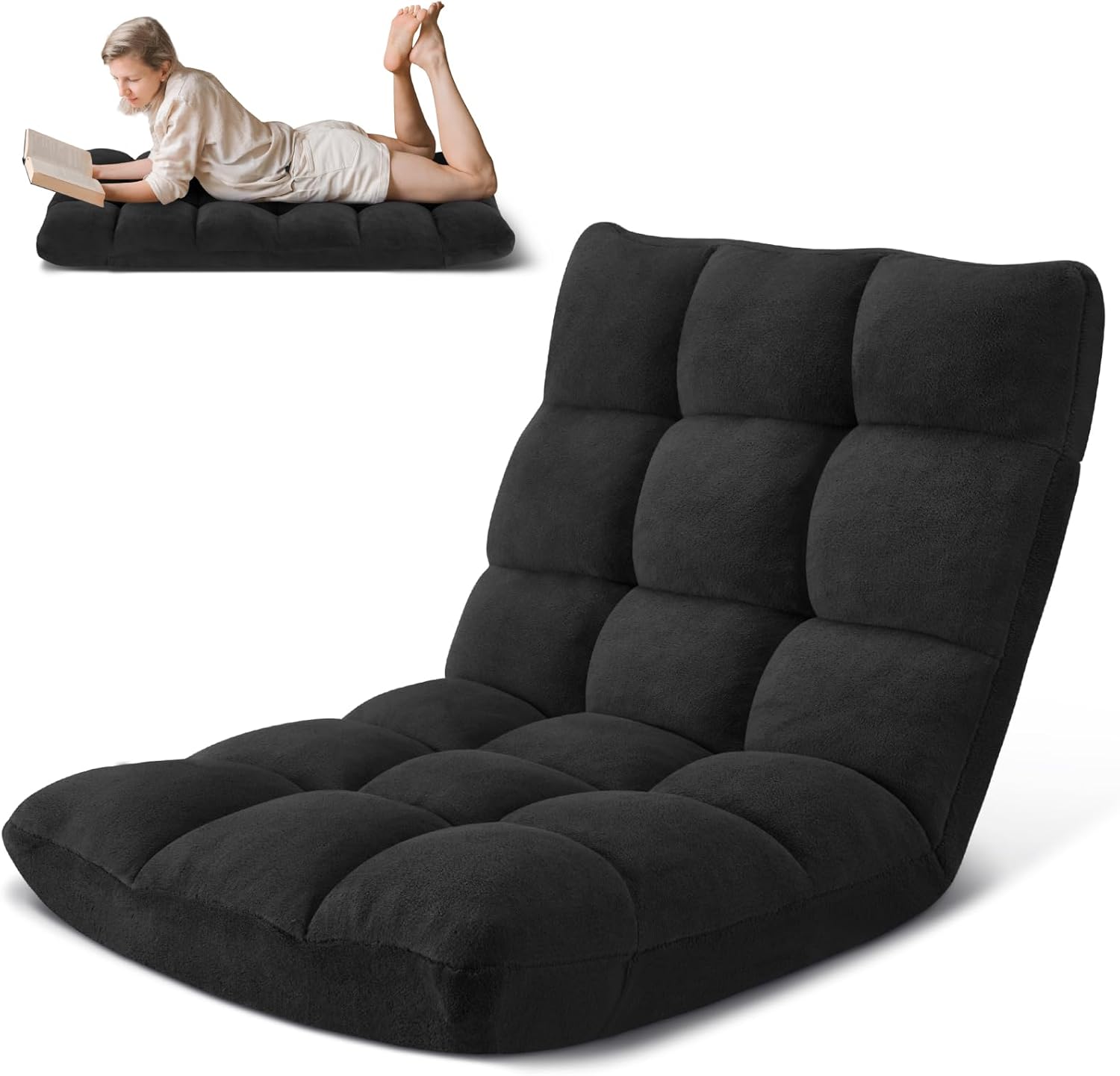 Amazon.com: Folding Floor Chair 14-Position Cushioned Adjustable Floor ...