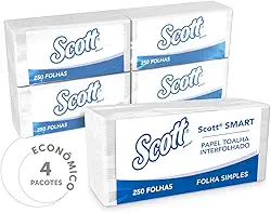 Papel Toalha Interfolhado Scott Smart - Pacote com 1000 Folhas, Scott